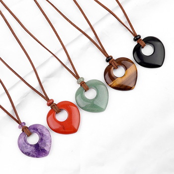 2042-naturaalsest ametüstist õõnes armastuskaelakee roosa tiigrisilmakiviga armastuse ripats südamekujuline kampsuniketiga ehe