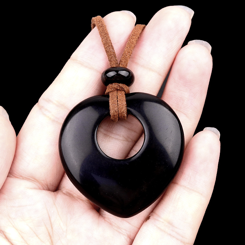 2042-naturaalsest ametüstist õõnes armastuskaelakee roosa tiigrisilmakiviga armastuse ripats südamekujuline kampsuniketiga ehe