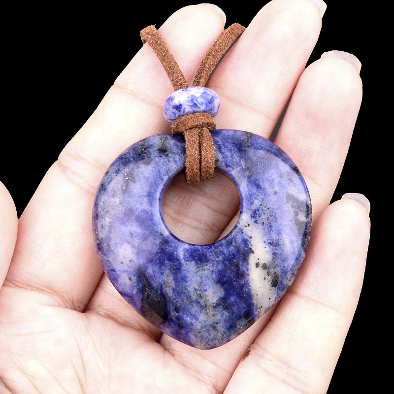 2042-naturaalsest ametüstist õõnes armastuskaelakee roosa tiigrisilmakiviga armastuse ripats südamekujuline kampsuniketiga ehe