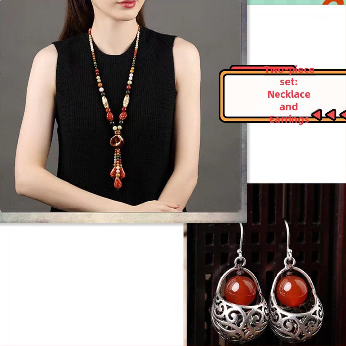 Kínai stílusú klasszikus, eredeti dizájnú gyapjúláncos női hosszú, mindenhez illő medál tavaszi és őszi nyaklánc, új, elkelt ékszerek, függő díszek