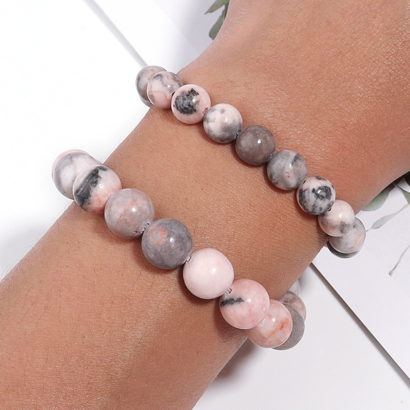 4-12 mm-es natúr rózsaszín zebra köves gyöngyök jáde kiegészítők barkácsolás házi készítésű karkötő karkötő kiegészítők anyag