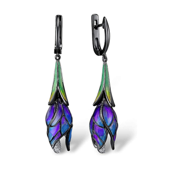 „Ai Er Mosha“ papuošalai, „Amazon Supply S925“ sidabruoti juodo aukso emalio tulpės formos papuošalai