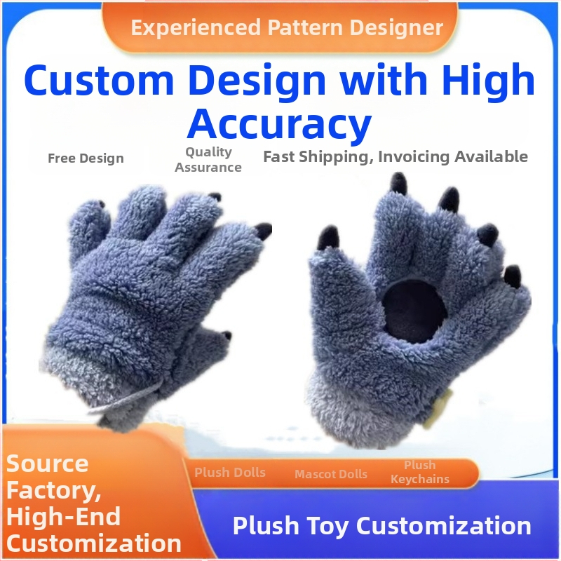 Gyárilag készített aranyos Furui kontroll plüss meleg kesztyű, all-inclusive ujjkesztyű kétdimenziós szörnyeteg jelmez kitalálásához