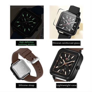 Ρολόι Ανδρών Εισαγόμενου Quartz Ρολόι 2024 Νέο Φωτεινό Αδιάβροχο Μόδας Ζωντανές Εκρήξεις Τετράγωνο Εξαιρετικά Λεπτό Μόδας