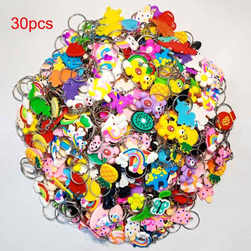 30/40 atsitiktiniai PVC silikoniniai raktų pakabukų maišeliai su priedais „Temu AliExpress“ karšto tiekimo didmeninė prekyba