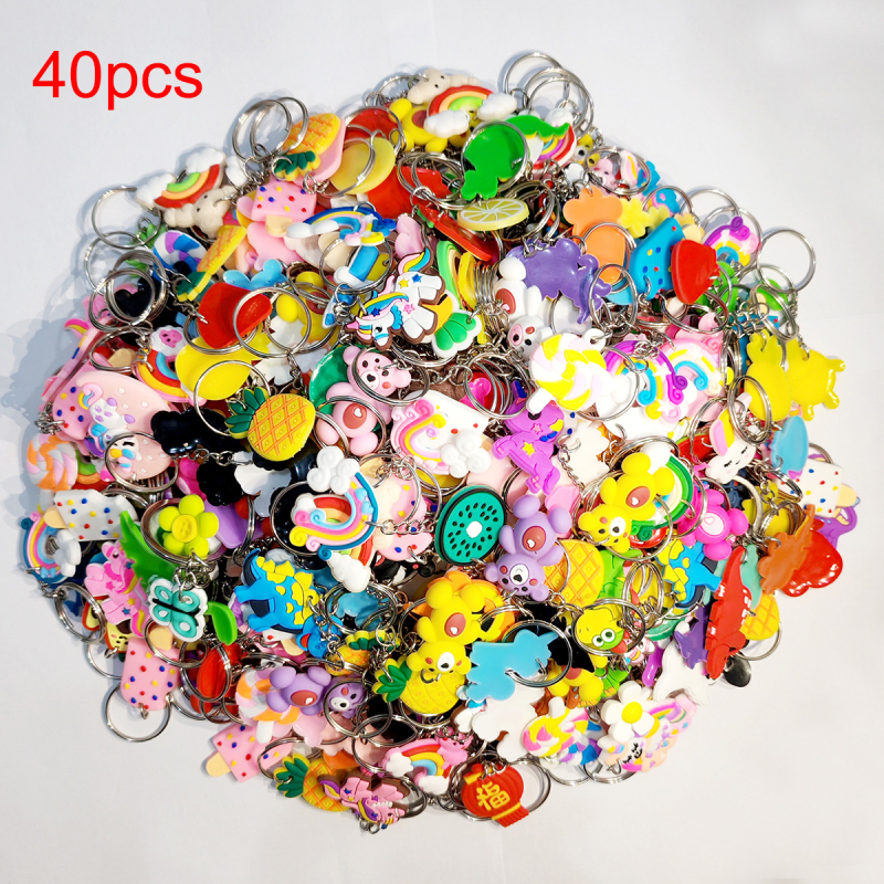 30/40 atsitiktiniai PVC silikoniniai raktų pakabukų maišeliai su priedais „Temu AliExpress“ karšto tiekimo didmeninė prekyba
