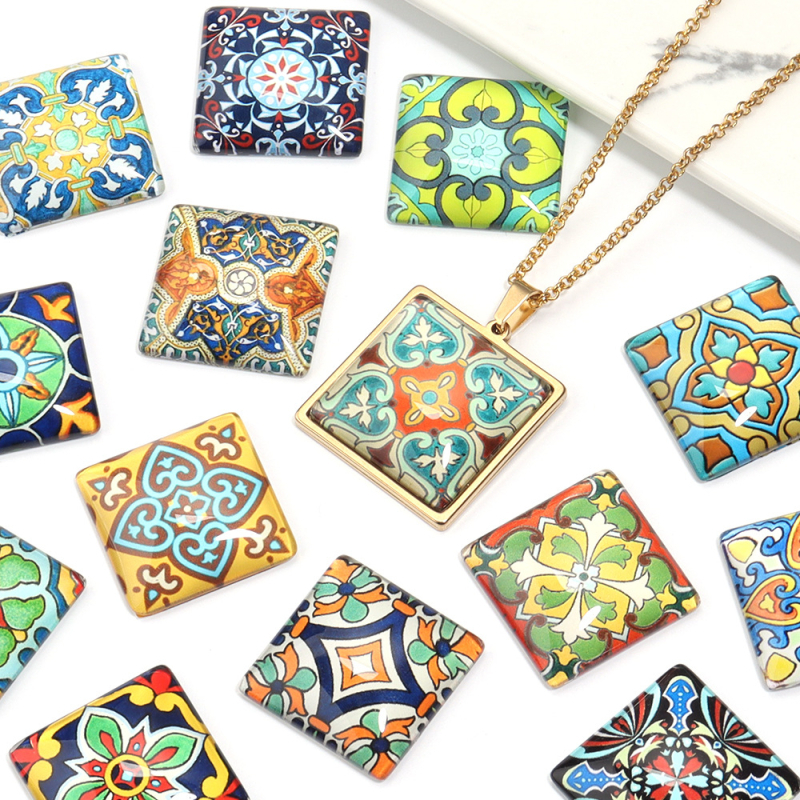 10/zsák minta négyzet alakú üveg interfész személyiség retro üveg interfész barkács gyöngyök ékszerek és kiegészítők