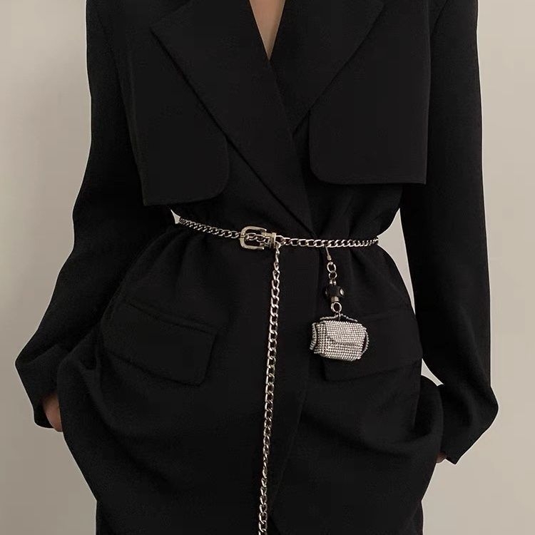 TikTok azonos stílusú fém deréklánc kiegészítők női lánc öv kis táska dekoráció kosztüm nadrág lánc nyári