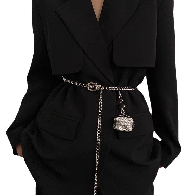 TikTok azonos stílusú fém deréklánc kiegészítők női lánc öv kis táska dekoráció kosztüm nadrág lánc nyári