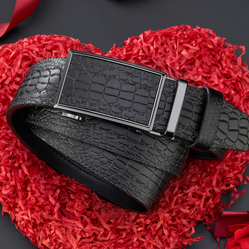 Ανδρική ζώνη με αυτόματη αγκράφα από καθαρό δέρμα αγελάδας και μοτίβο κροκόδειλου, ανδρική επαγγελματική δερμάτινη ζώνη παντελονιών υψηλής ποιότητας Sense