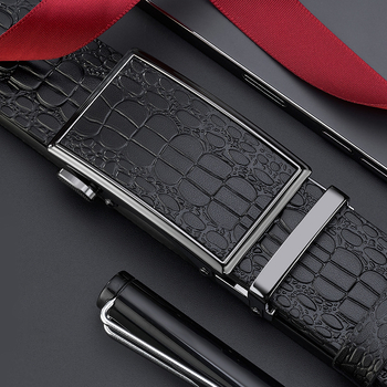 Ανδρική ζώνη με αυτόματη αγκράφα από καθαρό δέρμα αγελάδας και μοτίβο κροκόδειλου, ανδρική επαγγελματική δερμάτινη ζώνη παντελονιών υψηλής ποιότητας Sense