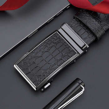 Ανδρική ζώνη με αυτόματη αγκράφα από καθαρό δέρμα αγελάδας και μοτίβο κροκόδειλου, ανδρική επαγγελματική δερμάτινη ζώνη παντελονιών υψηλής ποιότητας Sense