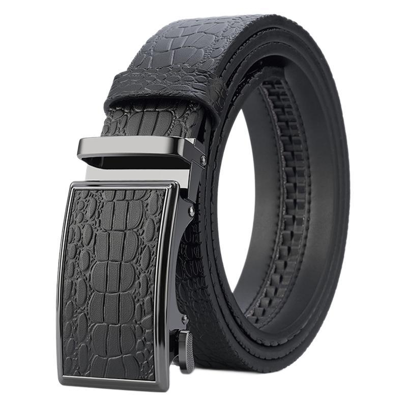 Ανδρική ζώνη με αυτόματη αγκράφα από καθαρό δέρμα αγελάδας και μοτίβο κροκόδειλου, ανδρική επαγγελματική δερμάτινη ζώνη παντελονιών υψηλής ποιότητας Sense