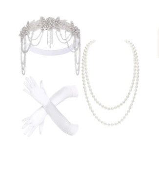 Amazon forrás 1920-as évekbeli Halloween lakoma női bojtos lánc hajpánt dekoráció fekete gyémánt toll tánccal