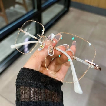 Új, keret nélküli, kék fény elleni presbyopiás szemüveg, divatos, élvonalbeli női szemüveg időseknek, TikTokon népszerű, gyémántbeágyazott presbyopiás szemüveg