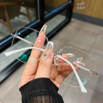 Нови безрамкови очила за пресбиопия против синя светлина, дамски, модерни, авангардни очила за възрастни хора, популярни в TikTok, очила за пресбиопия с вградени диаманти.