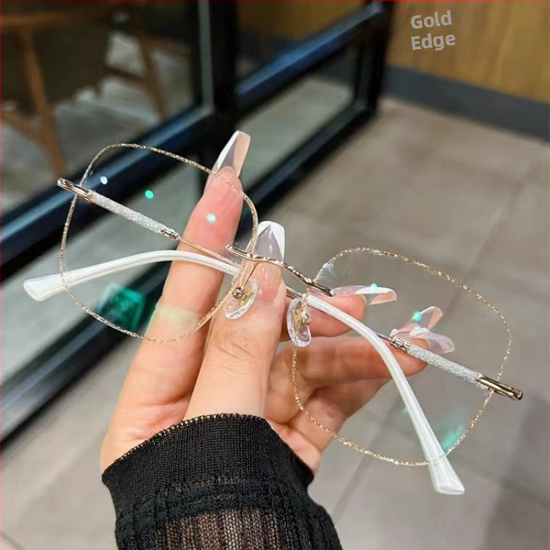 Új, keret nélküli, kék fény elleni presbyopiás szemüveg, divatos, élvonalbeli női szemüveg időseknek, TikTokon népszerű, gyémántbeágyazott presbyopiás szemüveg