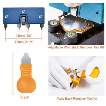 17 τεμάχια εργαλεία πίεσης ρολογιών και αξεσουάρ, αφαίρεση μούχλας, αφαίρεση πίσω μέρους ρολογιού από κοντινή απόσταση και αντικατάσταση μπαταρίας