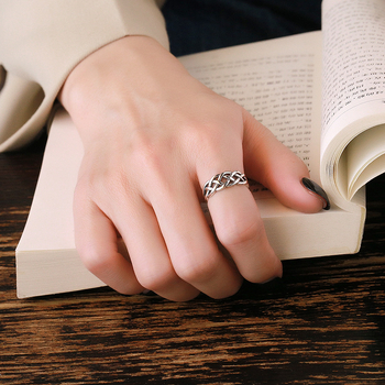 Chao Sheng, Γυναικείο Δαχτυλίδι από Ασήμι S925, με Υφασμάτινη Σφεντόνα και Μικρό Σχέδιο, Μοντέρνο Δαχτυλίδι Punk Food για Γυναίκες