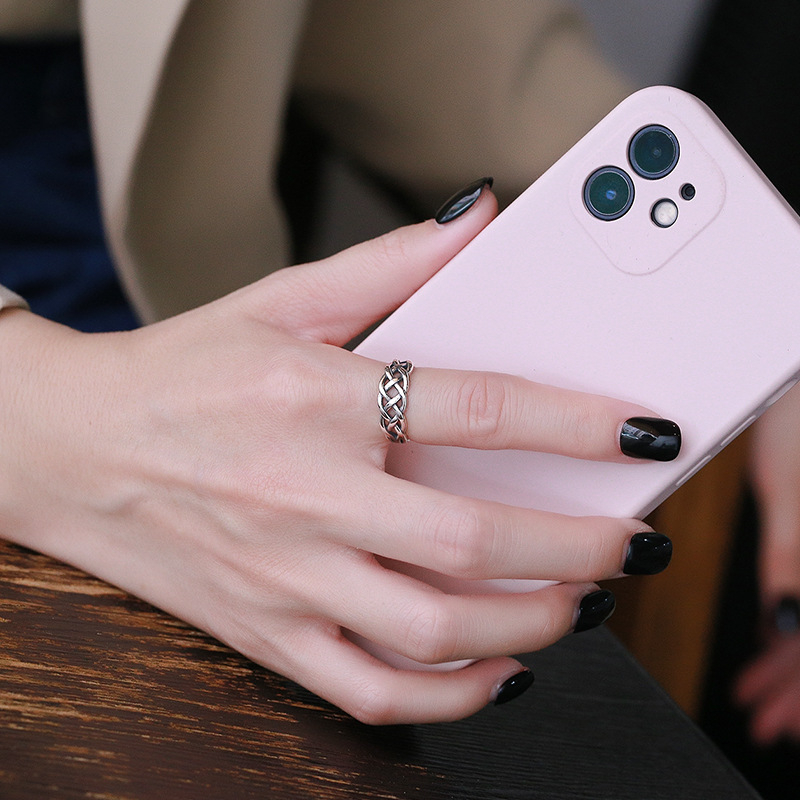 Chao Sheng S925 sterling ezüst szőtt, tekercses gyűrű divatos személyiség niche dizájn trendi punk ételgyűrű nőknek