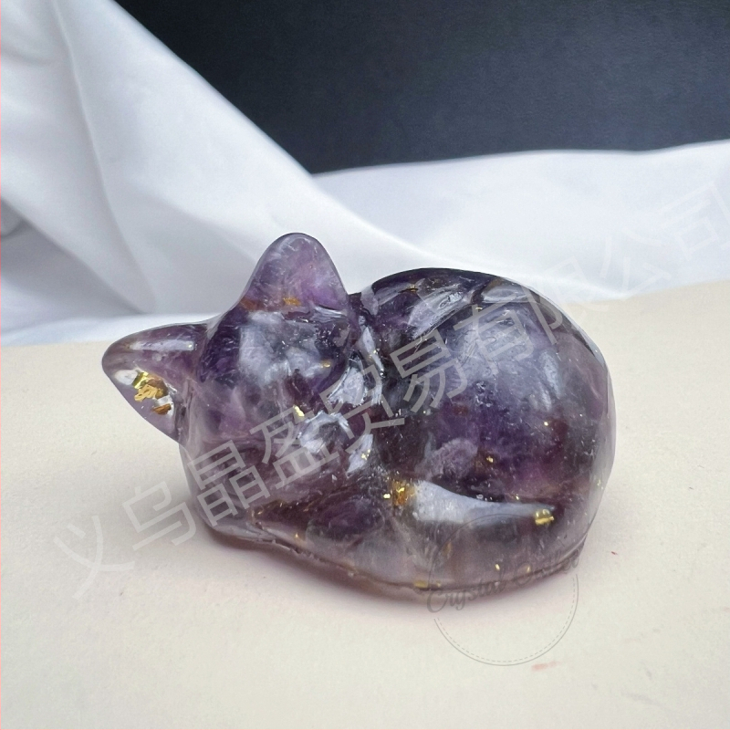 Természetes kristály kavics gyanta ragasztó cica fekvő macska díszek határokon átnyúló forró külkereskedelmi ellátás nagykereskedelem