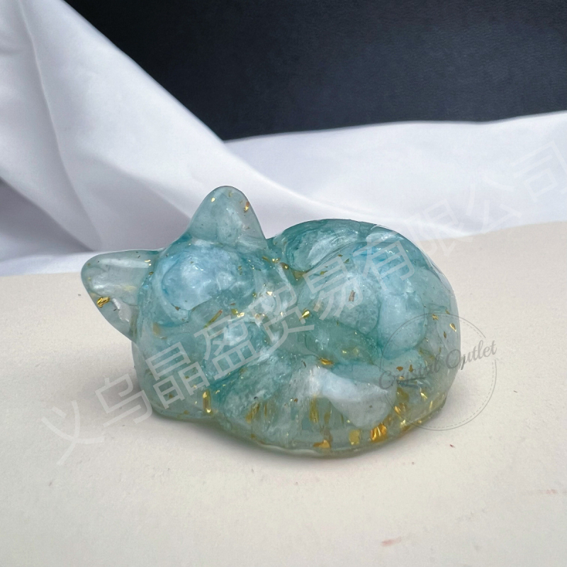 Természetes kristály kavics gyanta ragasztó cica fekvő macska díszek határokon átnyúló forró külkereskedelmi ellátás nagykereskedelem