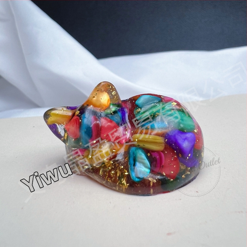 Természetes kristály kavics gyanta ragasztó cica fekvő macska díszek határokon átnyúló forró külkereskedelmi ellátás nagykereskedelem