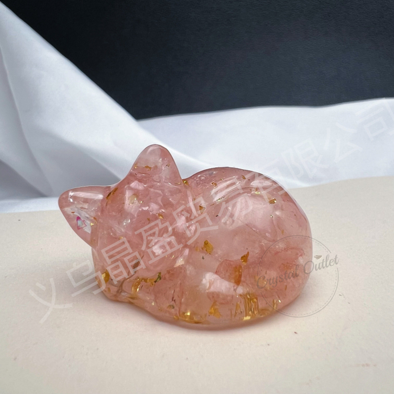 Természetes kristály kavics gyanta ragasztó cica fekvő macska díszek határokon átnyúló forró külkereskedelmi ellátás nagykereskedelem