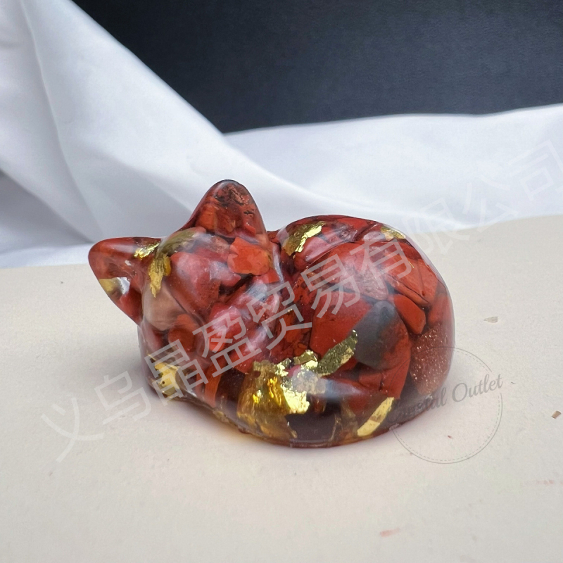 Természetes kristály kavics gyanta ragasztó cica fekvő macska díszek határokon átnyúló forró külkereskedelmi ellátás nagykereskedelem