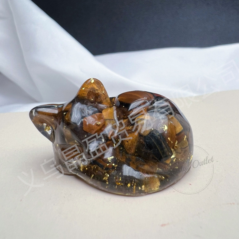 Természetes kristály kavics gyanta ragasztó cica fekvő macska díszek határokon átnyúló forró külkereskedelmi ellátás nagykereskedelem