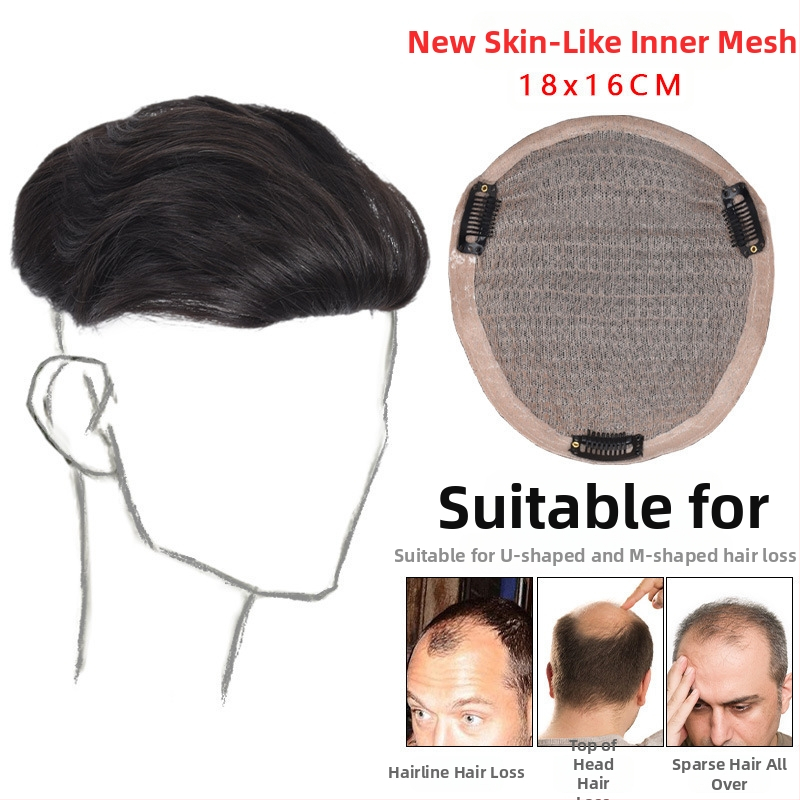 Amazoni lennukipea suur seljaparukas päris inimjuustest, mis katab kiilaspäist keskealistele ja eakatele, hingav ja mugav meeste puhkeplokk