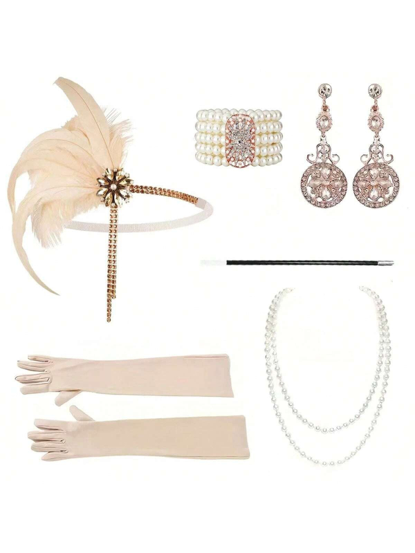 Anii `20 noi europene și americane retro galben pene Tassel Hair Band mascaradă petrecere temperament femei bijuterii costum lot