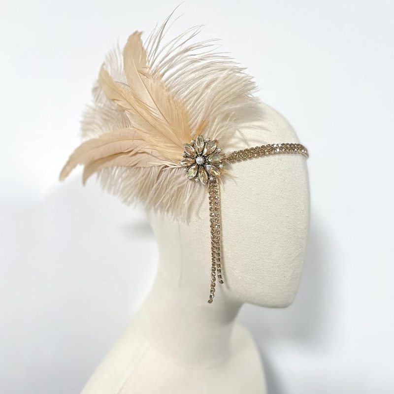 20ndate uus Euroopa ja Ameerika retro kollane sulgedest tutiga juuksepael maskeraadipeo temperamendiga naiste ehtekomplekti partii