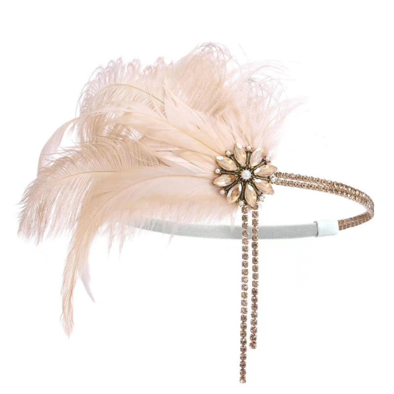 20ndate uus Euroopa ja Ameerika retro kollane sulgedest tutiga juuksepael maskeraadipeo temperamendiga naiste ehtekomplekti partii