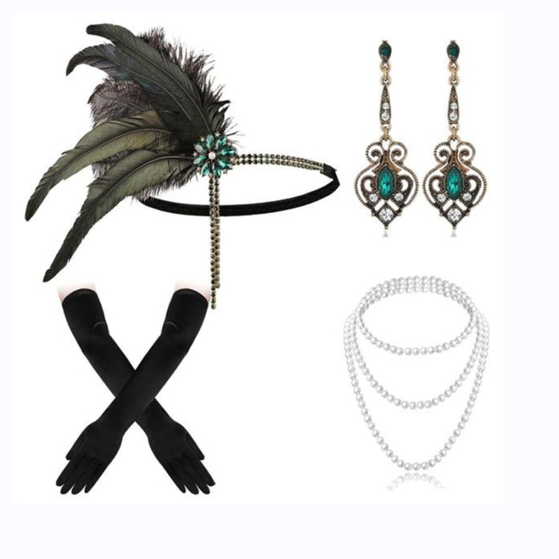 Anii `20 noi europene și americane retro galben pene Tassel Hair Band mascaradă petrecere temperament femei bijuterii costum lot