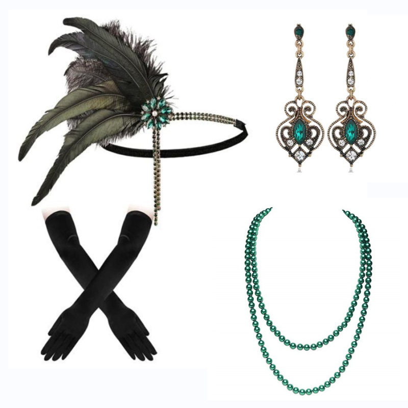 Anii `20 noi europene și americane retro galben pene Tassel Hair Band mascaradă petrecere temperament femei bijuterii costum lot