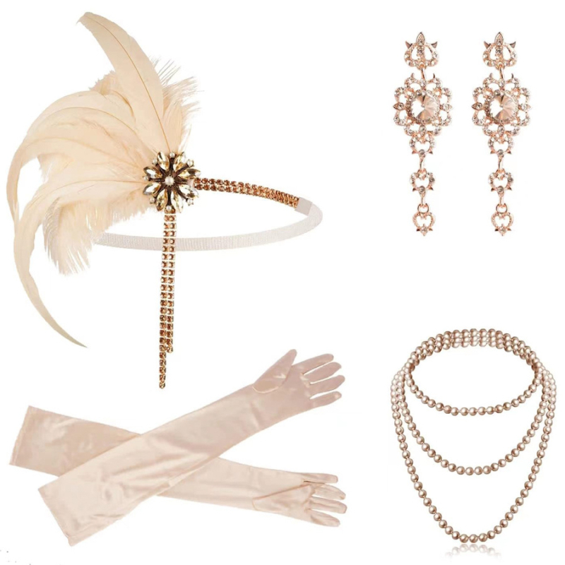 Anii `20 noi europene și americane retro galben pene Tassel Hair Band mascaradă petrecere temperament femei bijuterii costum lot