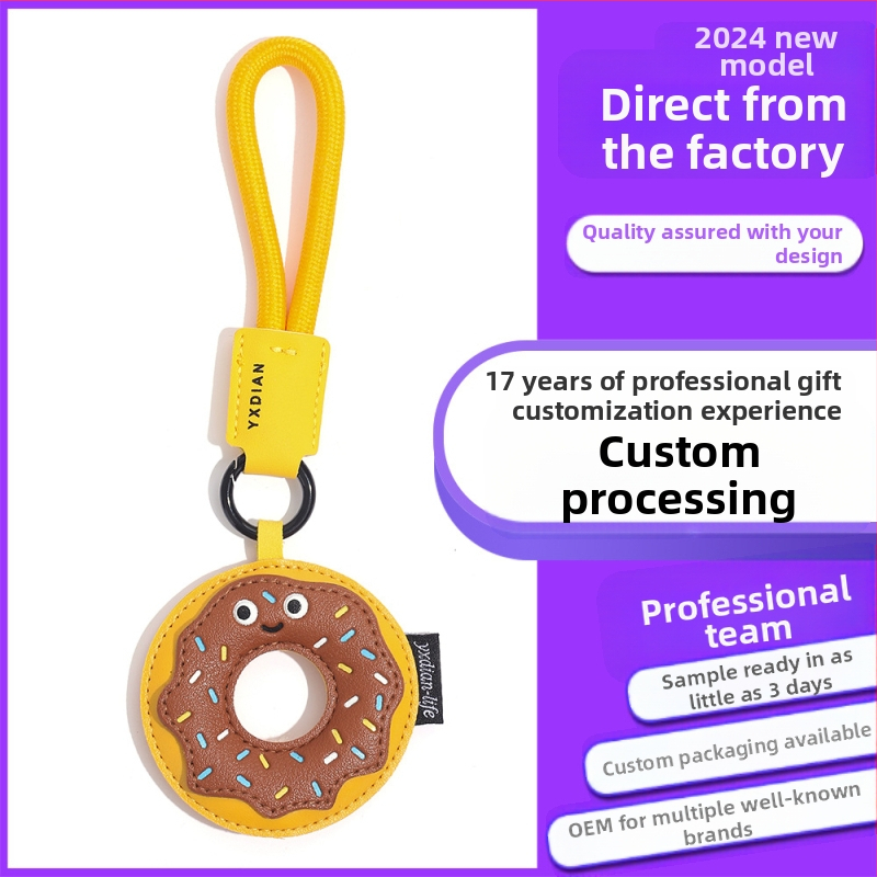 Originálna pravá kreatívna kožená kľúčenka Donut pre dievčatá, školská taška, prívesok, kreslený roztomilý štýl, prívesok, veľkoobchod
