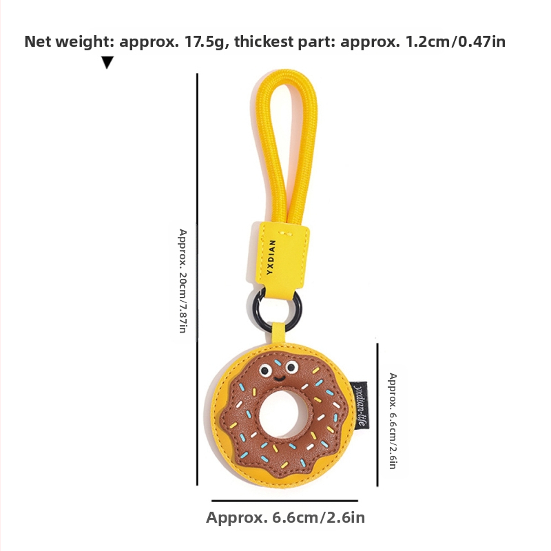 Eredeti valódi kreatív bőr fánk kulcstartó lányoknak iskolatáska medál rajzfilm aranyos stílusú medál nagykereskedelem