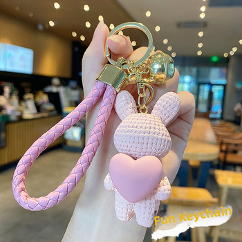 Ρητίνη Love Rabbit Υφαντό Κρεμαστό Χαριτωμένο Έξοχο Μασκότ Πρωτοχρονιάς Τσάντα Αυτοκινήτου Ζευγάρι Σχολική Τσάντα Μπρελόκ