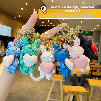 Ρητίνη Love Rabbit Υφαντό Κρεμαστό Χαριτωμένο Έξοχο Μασκότ Πρωτοχρονιάς Τσάντα Αυτοκινήτου Ζευγάρι Σχολική Τσάντα Μπρελόκ