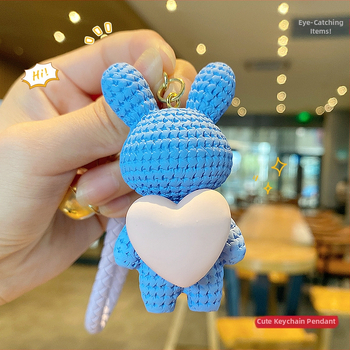 Ρητίνη Love Rabbit Υφαντό Κρεμαστό Χαριτωμένο Έξοχο Μασκότ Πρωτοχρονιάς Τσάντα Αυτοκινήτου Ζευγάρι Σχολική Τσάντα Μπρελόκ