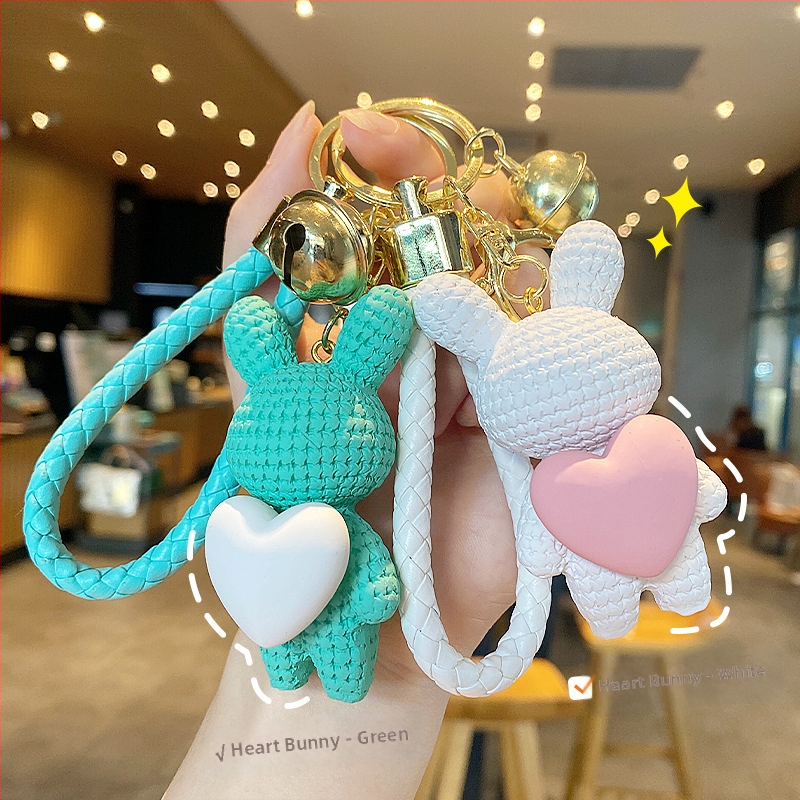 Ρητίνη Love Rabbit Υφαντό Κρεμαστό Χαριτωμένο Έξοχο Μασκότ Πρωτοχρονιάς Τσάντα Αυτοκινήτου Ζευγάρι Σχολική Τσάντα Μπρελόκ