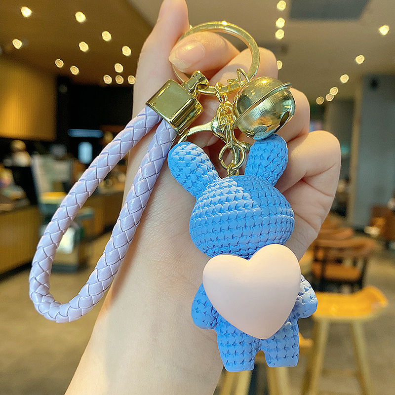 Ρητίνη Love Rabbit Υφαντό Κρεμαστό Χαριτωμένο Έξοχο Μασκότ Πρωτοχρονιάς Τσάντα Αυτοκινήτου Ζευγάρι Σχολική Τσάντα Μπρελόκ