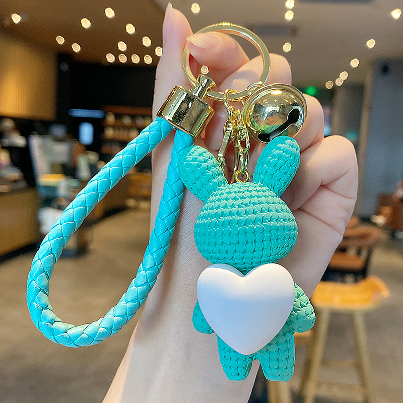 Ρητίνη Love Rabbit Υφαντό Κρεμαστό Χαριτωμένο Έξοχο Μασκότ Πρωτοχρονιάς Τσάντα Αυτοκινήτου Ζευγάρι Σχολική Τσάντα Μπρελόκ