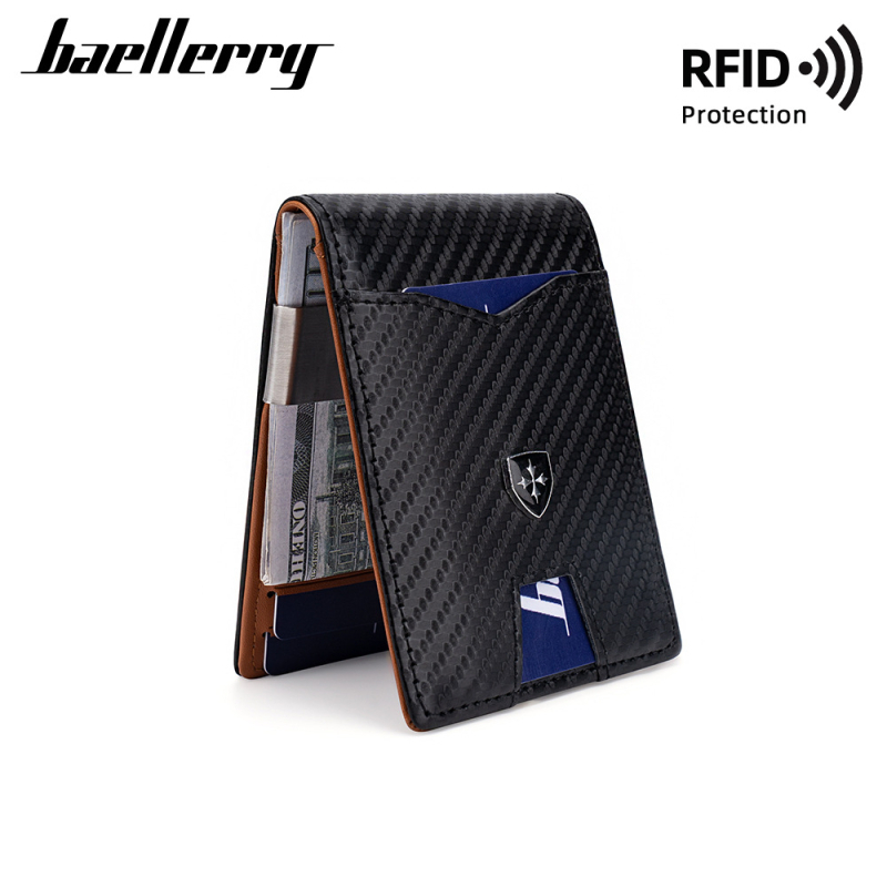Θήκη καρτών για άνδρες New Baellerry Cross-Border Rfid από ανθρακονήματα, απλή θήκη για χαρτονομίσματα δολαρίων, λεπτό πορτοφόλι