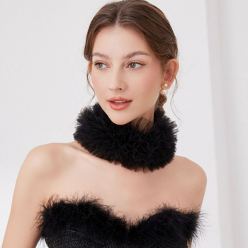 Διασυνοριακό Temu Fluffy Mesh Ψεύτικο Κολάρο Ρετρό Αξεσουάρ Κομψό Κασκόλ Υψηλής Ποιότητας Ομαδικό Κοσμήματα Λαιμού με Παράσταση