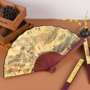 Ανεμιστήρας Προσαρμοσμένος Πτυσσόμενος Ανεμιστήρας Qingming Shanghe Σχήμα Κινέζικου Στυλ Εξαιρετικός Ανεμιστήρας Μεταξωτού Υφάσματος Διαφήμιση Αντίκες Ανεμιστήρας Χονδρική