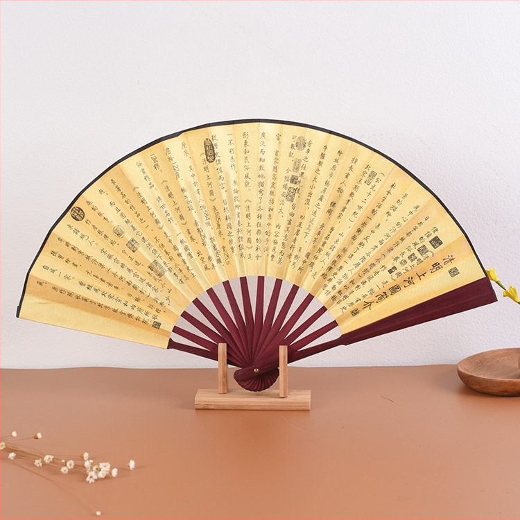 Сгъваем вентилатор по поръчка, фигурка Цинмин Шанхе в китайски стил, изискан вентилатор от копринен плат, реклама, античен вентилатор на едро