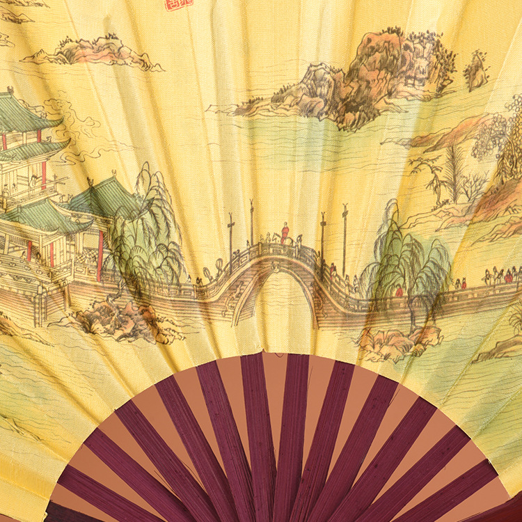 Ανεμιστήρας Προσαρμοσμένος Πτυσσόμενος Ανεμιστήρας Qingming Shanghe Σχήμα Κινέζικου Στυλ Εξαιρετικός Ανεμιστήρας Μεταξωτού Υφάσματος Διαφήμιση Αντίκες Ανεμιστήρας Χονδρική